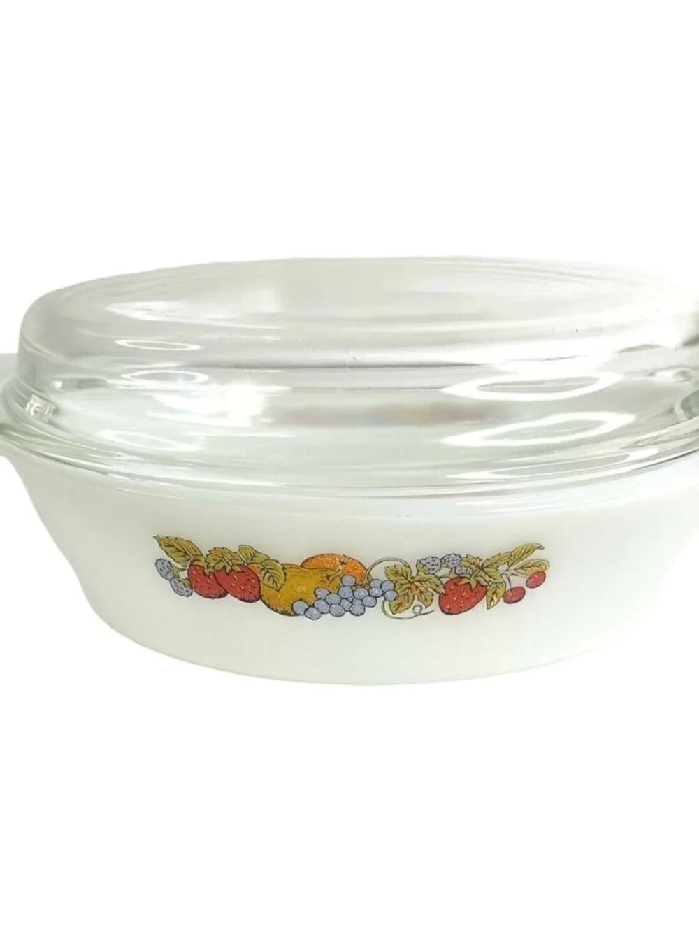 Casserole Dish Fire King Nature Bounty Oval 433 Anchor Hocking Lidded 1.5 q 1976